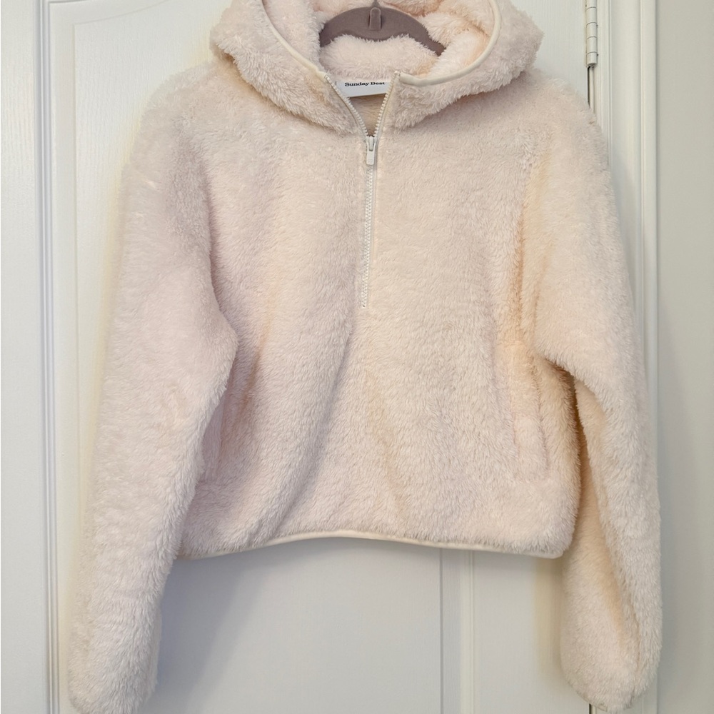 Brand New Aritzia Sunday Best Cozy Hooded Teddy Bear Fleece Pullover Jacket